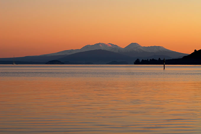 Lake Taupo and mountains